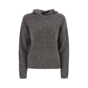 S MAX MARA Brushed Wool Blend Hoodie Women ANTHRACITE Sweaters & Knitwear
